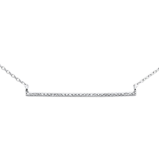 Muse Jewelry .06ct G SI 14K White Gold Diamond Line Bar Necklace 18" Long