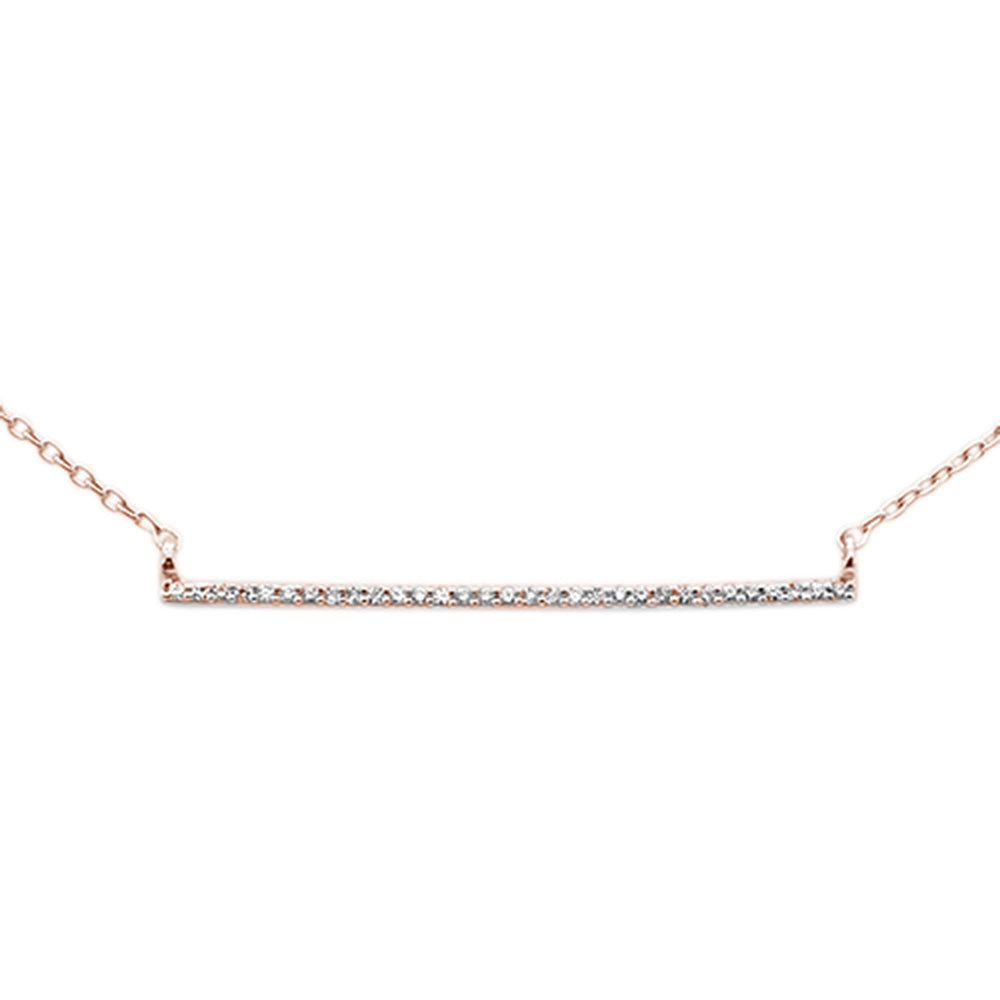 Muse Jewelry .06ct G SI 14K Rose Gold Diamond Line Bar Necklace 18" Long