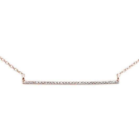 Muse Jewelry .06ct G SI 14K Rose Gold Diamond Line Bar Necklace 18" Long