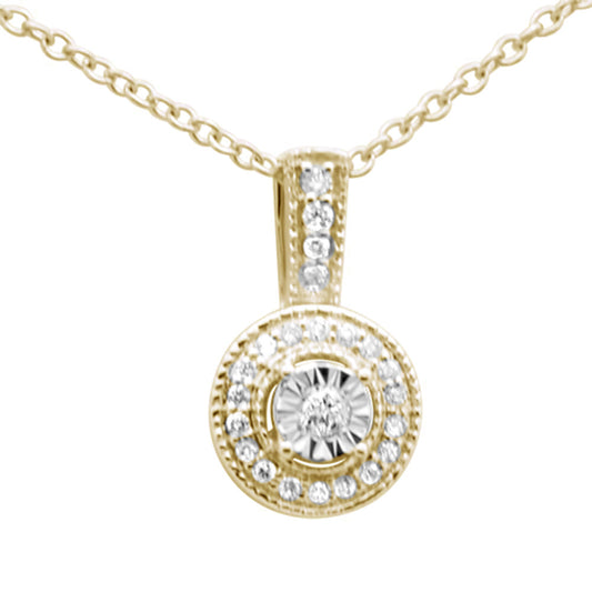 Muse Jewelry .10ct G SI 10K Yellow Gold Diamond Solitaire Pendant Necklace 18"