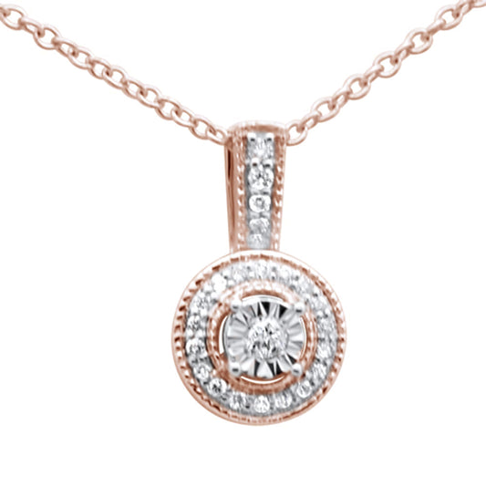 Muse Jewelry .10ct G SI 10K Rose Gold Diamond Pendant Necklace 18"