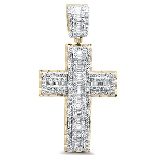 Muse Jewelry 2.09ct G SI 10K Yellow Gold Diamond Iced Out Cross Charm Pendant