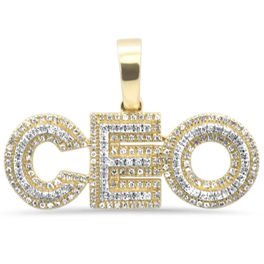 Muse Jewelry .35ct G SI 10K Yellow Gold Diamond Hip Hop Iced out "CEO" Charm Pendant