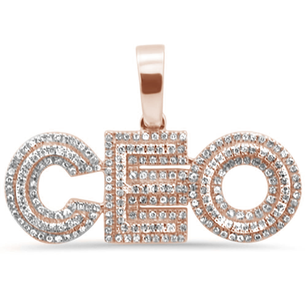 Muse Jewelry .35ct G SI 10K Rose Gold Diamond Iced out "CEO" Pendant