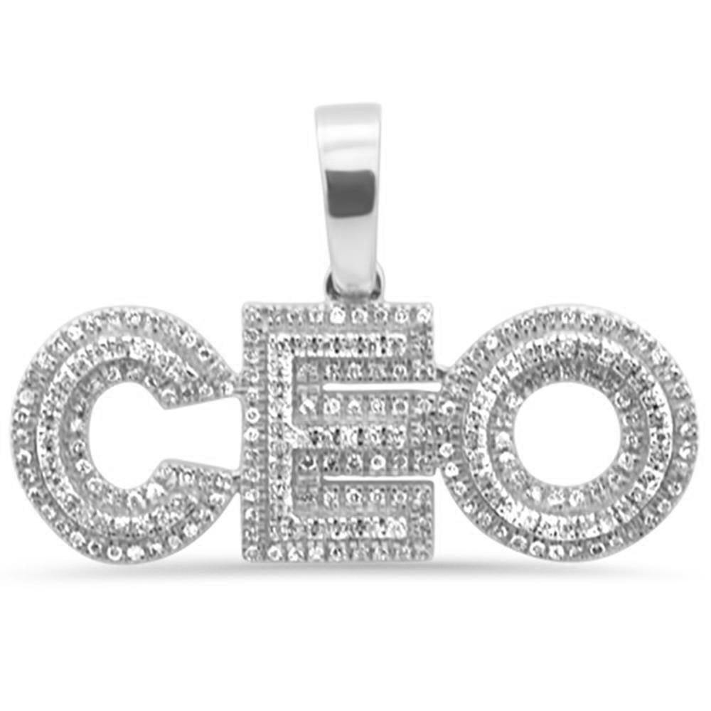 Muse Jewelry .34ct G SI 10K White Gold Diamond Hip Hop Iced out "CEO" Charm Pendant