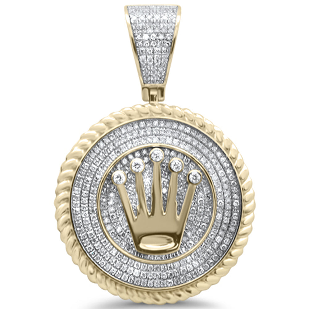 Muse Jewelry 1.04ct G SI 10K Yellow Gold Diamond Hip Hop Crown Iced Out Logo Charm Medallion Pendant