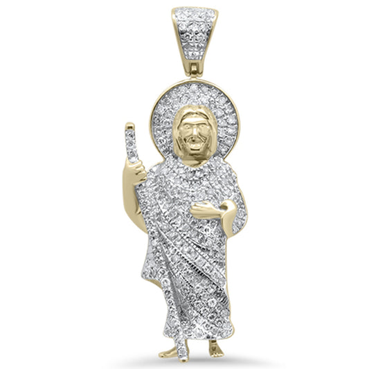 Muse Jewelry .54ct G SI 10K Yellow Gold Diamond Hip Hop Iced Out Jesus Charm Pendant