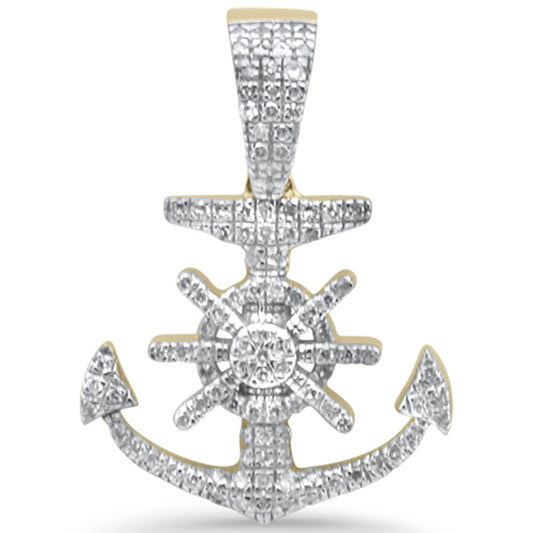 Muse Jewelry .26ct G SI 10K Yellow Gold Diamond Hip Hop Anchor Charm Pendant