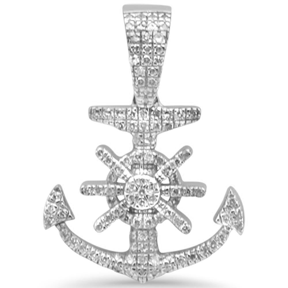 Muse Jewelry .27ct G SI 10K White Gold Diamond Hip Hop Anchor Charm Pendant