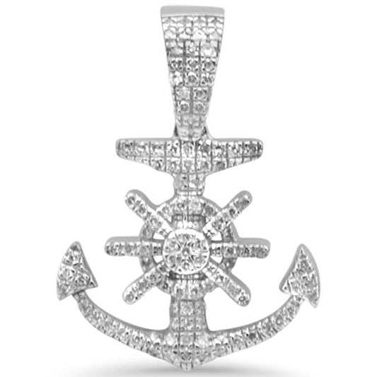 Muse Jewelry .27ct G SI 10K White Gold Diamond Hip Hop Anchor Charm Pendant