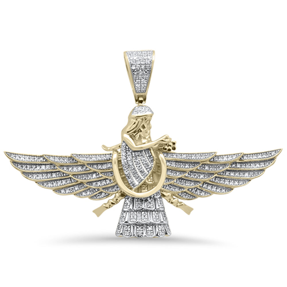 Muse Jewelry .66ct G SI 10K Yellow Gold Diamond Hip Hop Iced Out Angel with Wings Charm Pendant