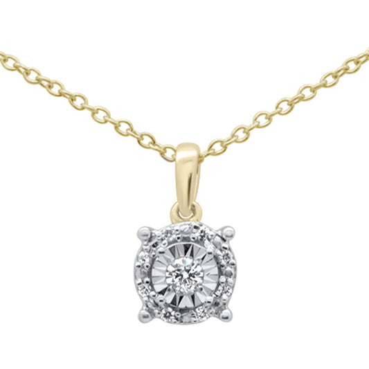 Muse Jewelry .10ct G SI 10K Yellow Gold Diamond Halo Pendant 18"