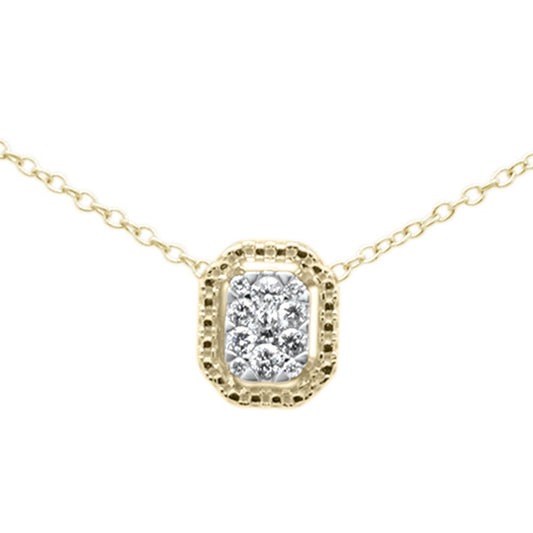 Muse Jewelry .14ct G SI 10K Yellow Gold Diamond Rectangle Solitaire Pendant Necklace 18"