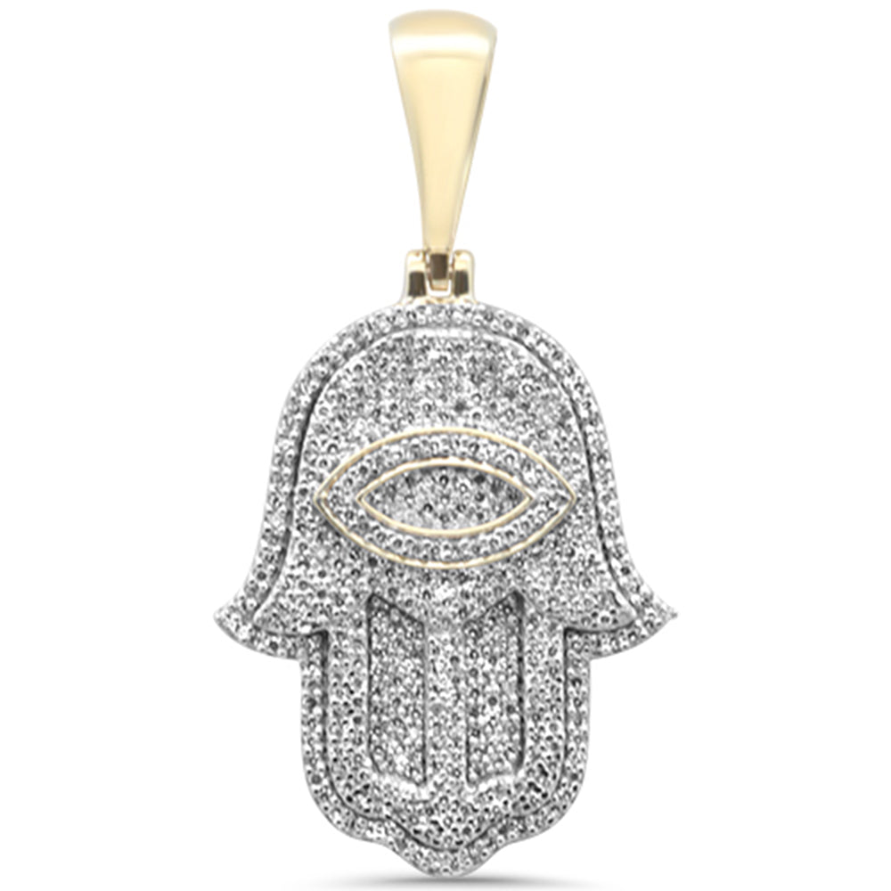 Muse Jewelry .64ct G SI 10K Yellow Gold Diamond Iced Out Custom Hand of Hamsa Charm Pendant