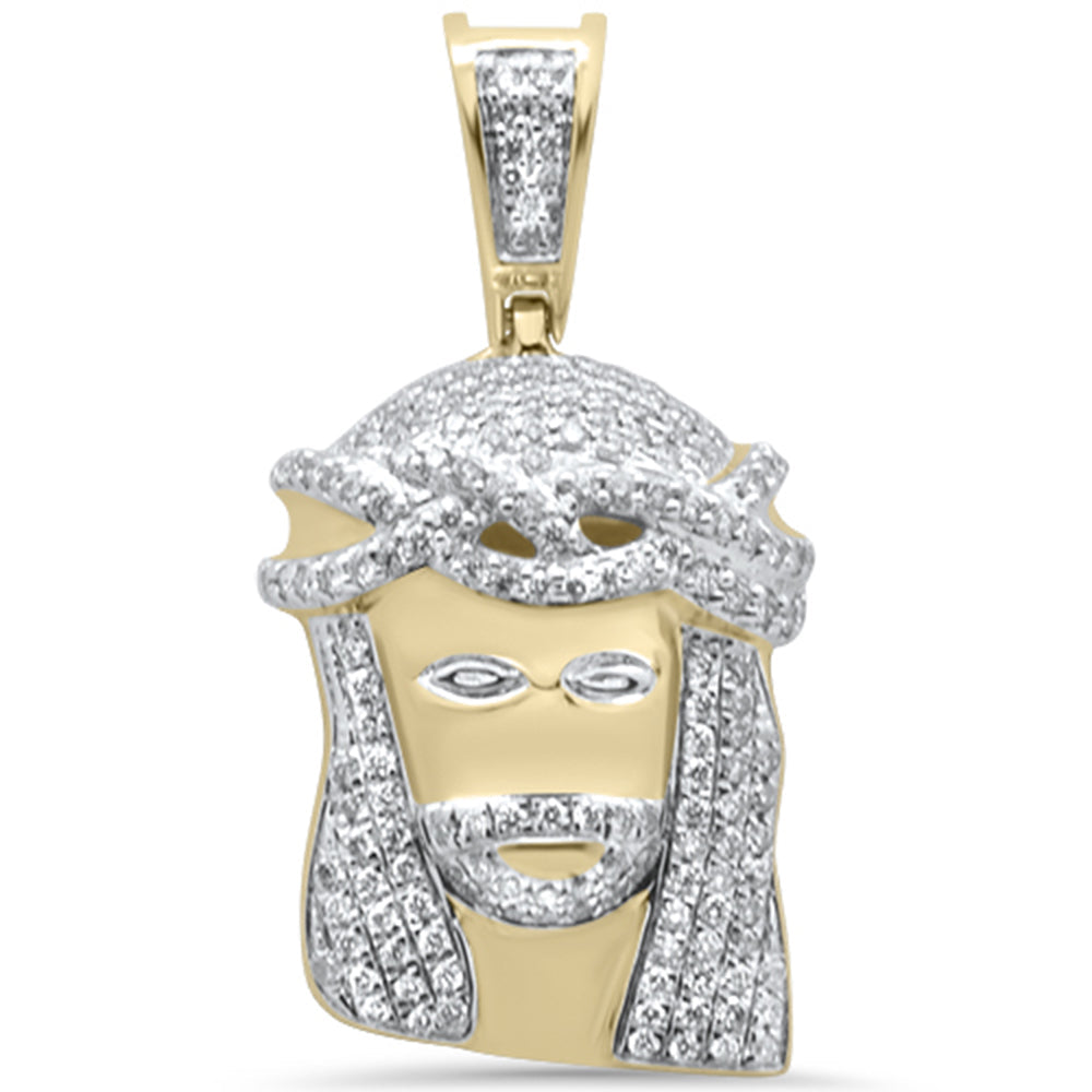 Muse Jewelry .66ct G SI 10K Yellow Gold Diamond Iced out Micro Pave Jesus Head Charm Pendant