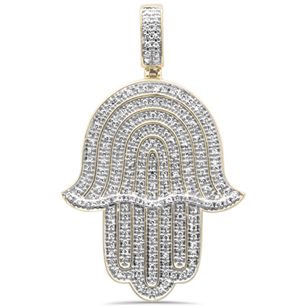 Muse Jewelry .39ct G SI 10K Yellow Gold Diamond Micro Pave Hand of Hamsa Charm Pendant