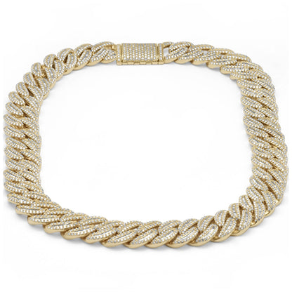 Muse Jewelry 9MM 10.13ct G SI 14K Yellow Gold Baguette & Round Diamond Cuban Necklace 22" Long