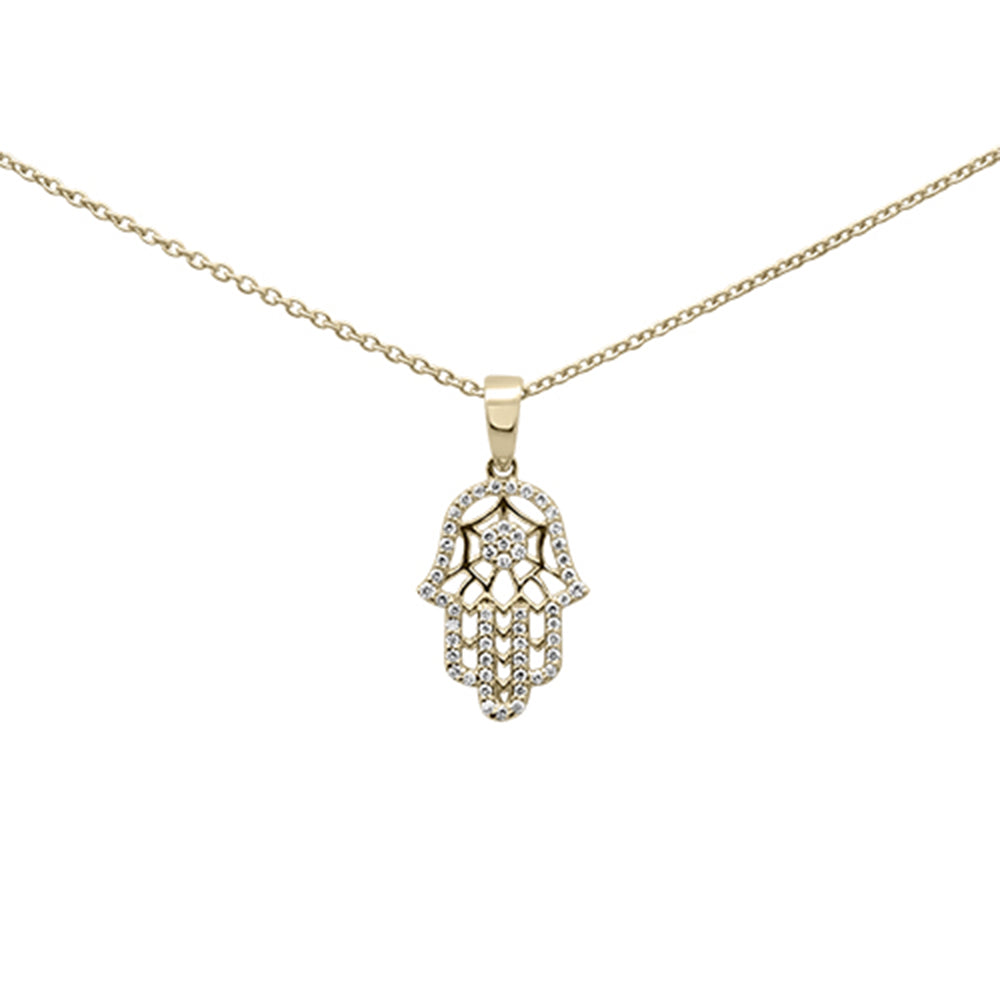 Muse Jewelry .14ct G SI 14K Yellow Gold Diamond Hamsa Pendant Necklace