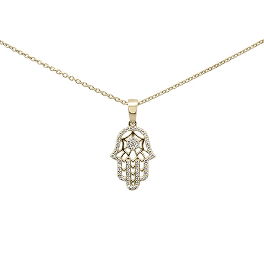 Muse Jewelry .14ct G SI 14K Yellow Gold Diamond Hamsa Pendant Necklace