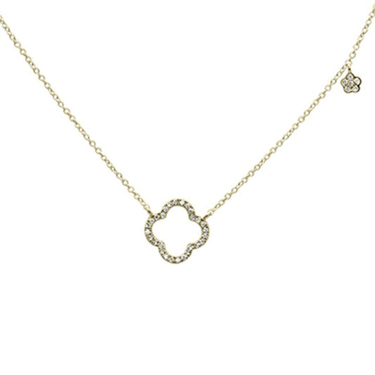 Muse Jewelry 0.18cts 14k Yellow gold Diamond Clover Necklace 18" Long