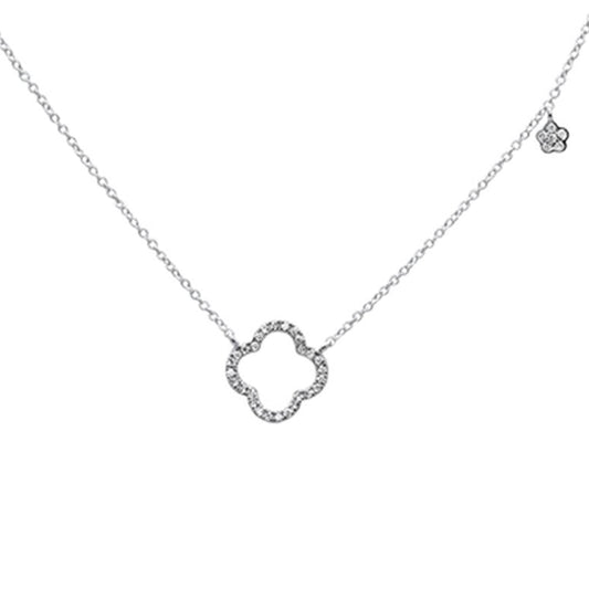 Muse Jewelry 0.18cts 14k White gold Diamond Clover Necklace 18" Long