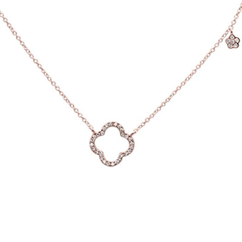 Muse Jewelry 0.18cts 14k Rose gold Diamond Clover Necklace 18" Long