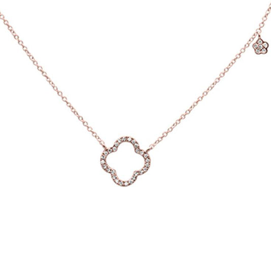 Muse Jewelry 0.18cts 14k Rose gold Diamond Clover Necklace 18" Long