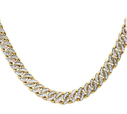 Muse Jewelry 7mm 6.32ct G SI 14K Yellow Gold Diamond Round Cuban Necklace 22"