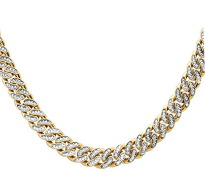 Muse Jewelry 7mm 5.71ct G SI 10K Yellow Gold Diamond Round Cuban Necklace 22"