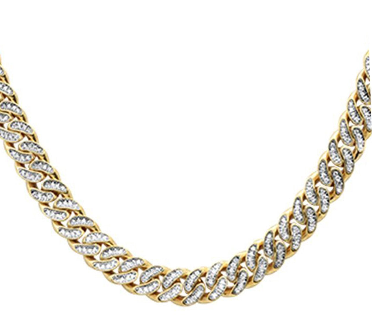 Muse Jewelry 7mm 6.55ct G SI 10K Yellow Gold Diamond Round Cuban Necklace 22"