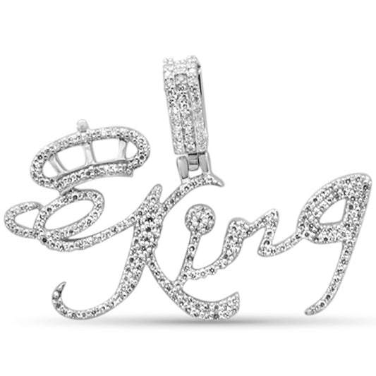 Muse Jewelry .39ct G SI 10K White Gold Diamond "KING" Hip Hop Pendant