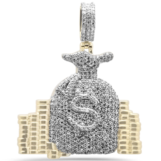 Muse Jewelry .70ct G SI 10K Yellow Gold Diamond Hip Hop Custom Iced Out Money Bags Pendant