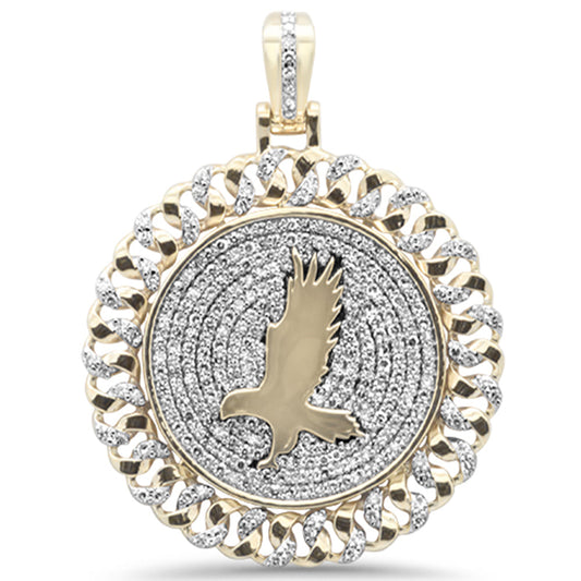 Muse Jewelry 2.05ct G SI 10K Yellow Gold Diamond Hip Hop Custom Eagle Iced Out Curb Link Medallion Pendant