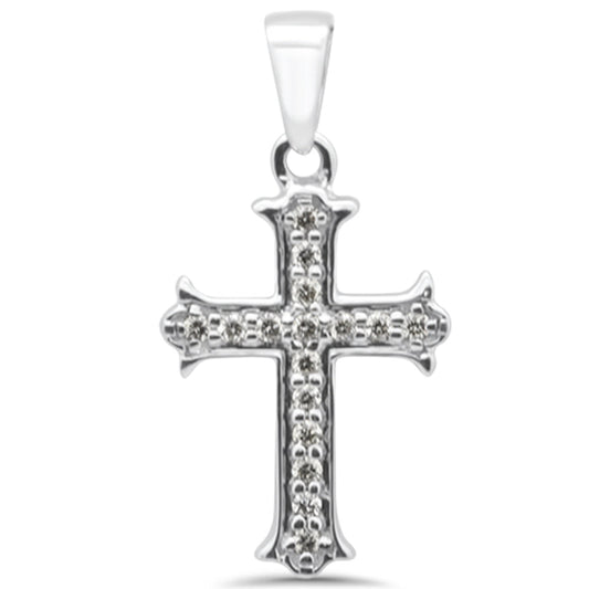 Muse Jewelry .08ct G SI 10K White Gold Diamond Cross Pendant