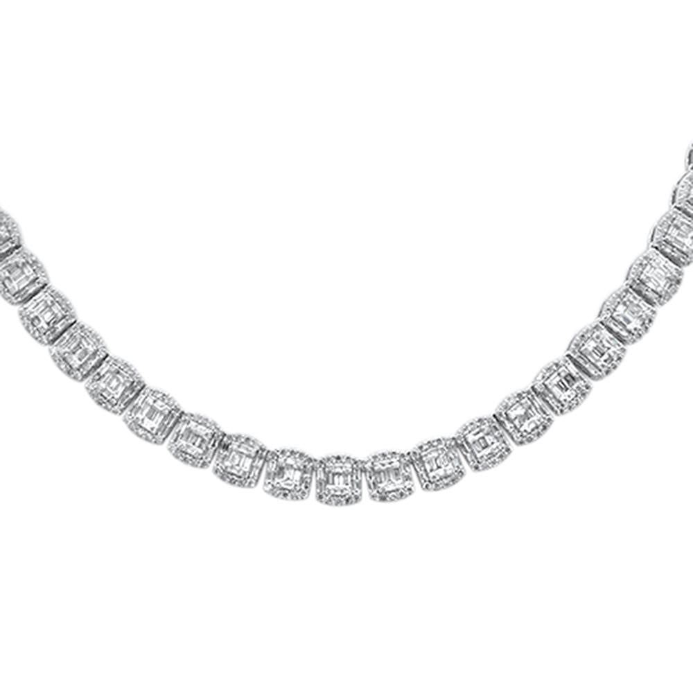 Muse Jewelry 11.68ct G SI 14K White Gold Round & Baguette Diamond Tennis Necklace 22" Long