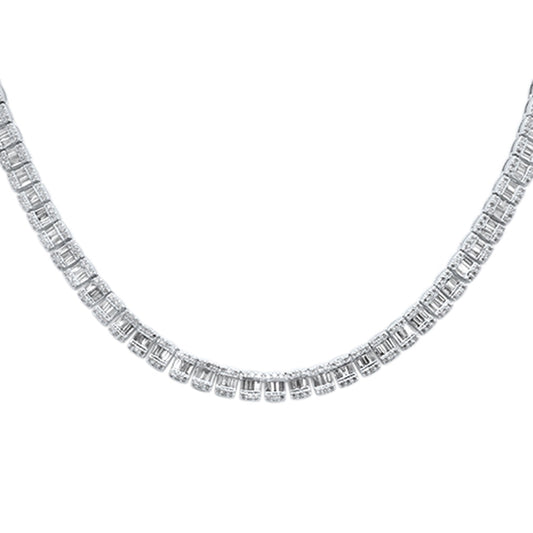 Muse Jewelry 5.12ct G SI 14K White Gold Round & Baguette Diamond Tennis Necklace 18" Long