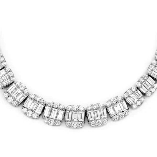 Muse Jewelry 5.92ct G SI 14K White Gold Round & Baguette Diamond Tennis Necklace 22" Long