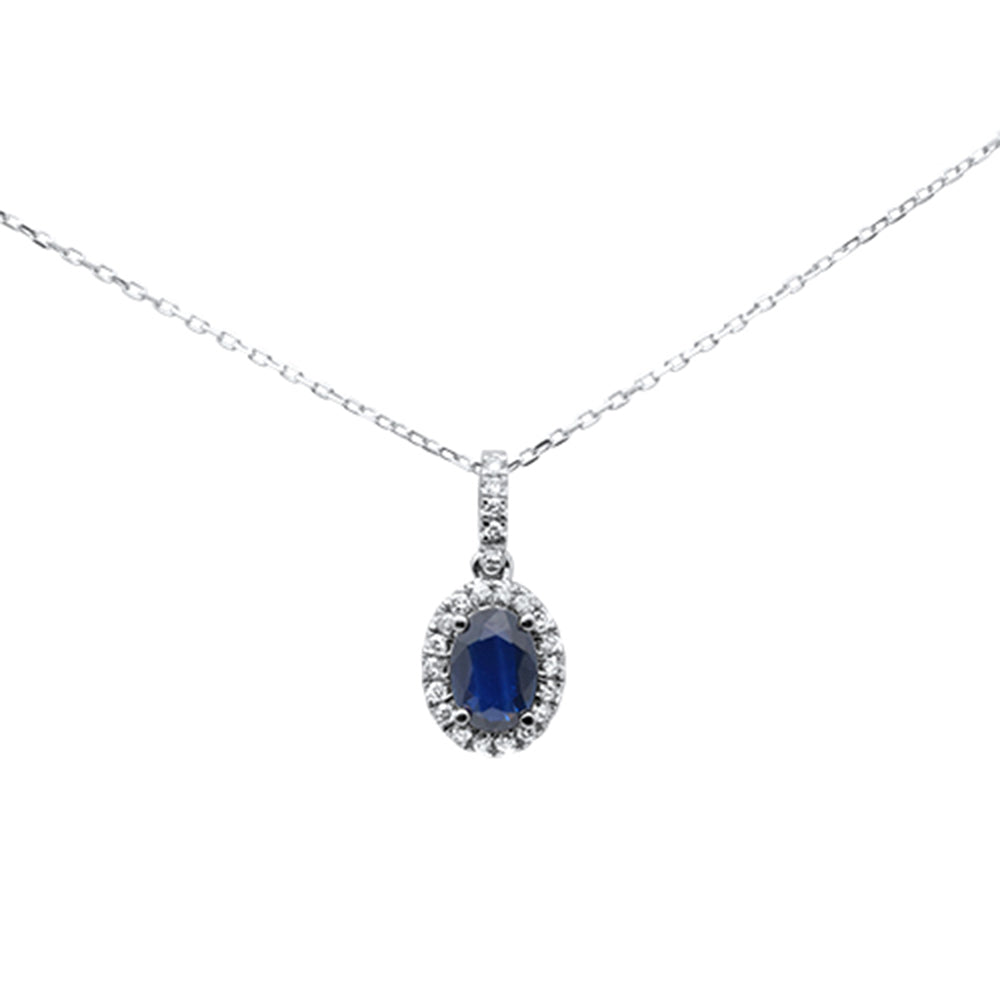 Muse Jewelry .88ct G SI 14K White Gold Diamond & Blue Sapphire Gemstone Pendant