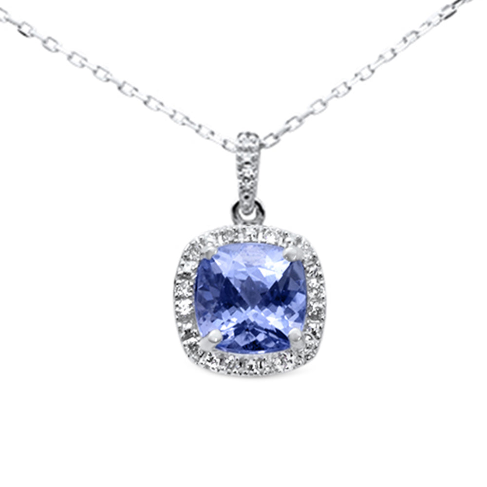 Muse Jewelry 1.96ct G SI 14K White Gold Tanzanite Gemstone & Diamond Pendant Necklace