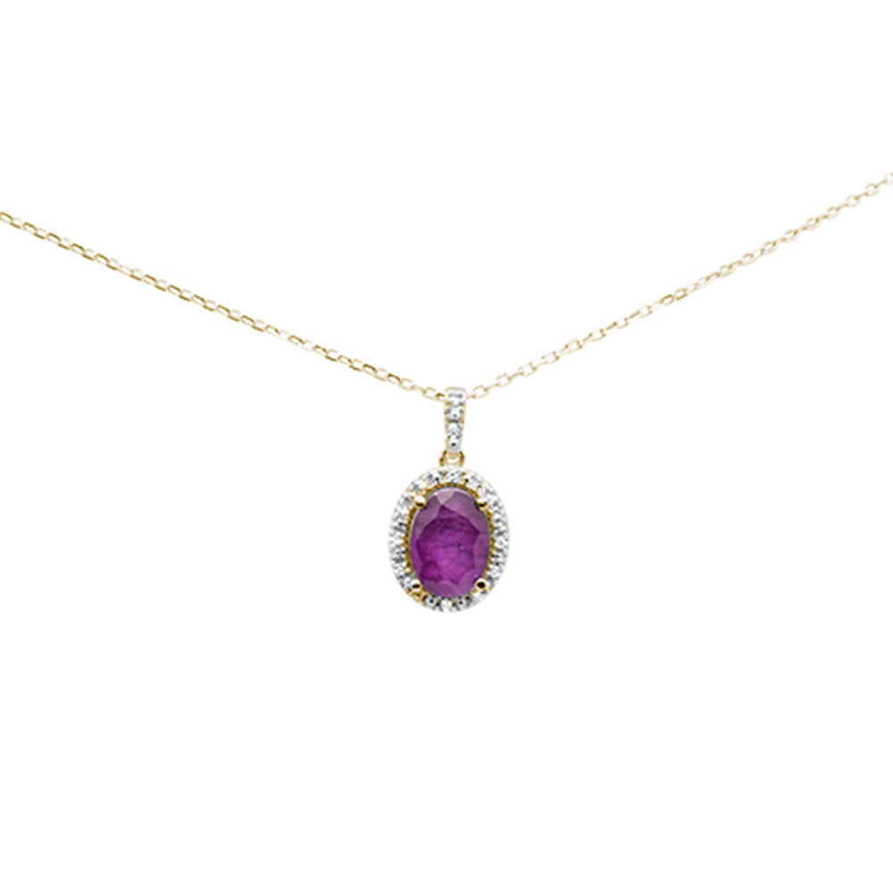 Muse Jewelry 1.04ct G SI 14K Yellow Gold Pink Amethyst Gemstone & Diamond Pendant Necklace