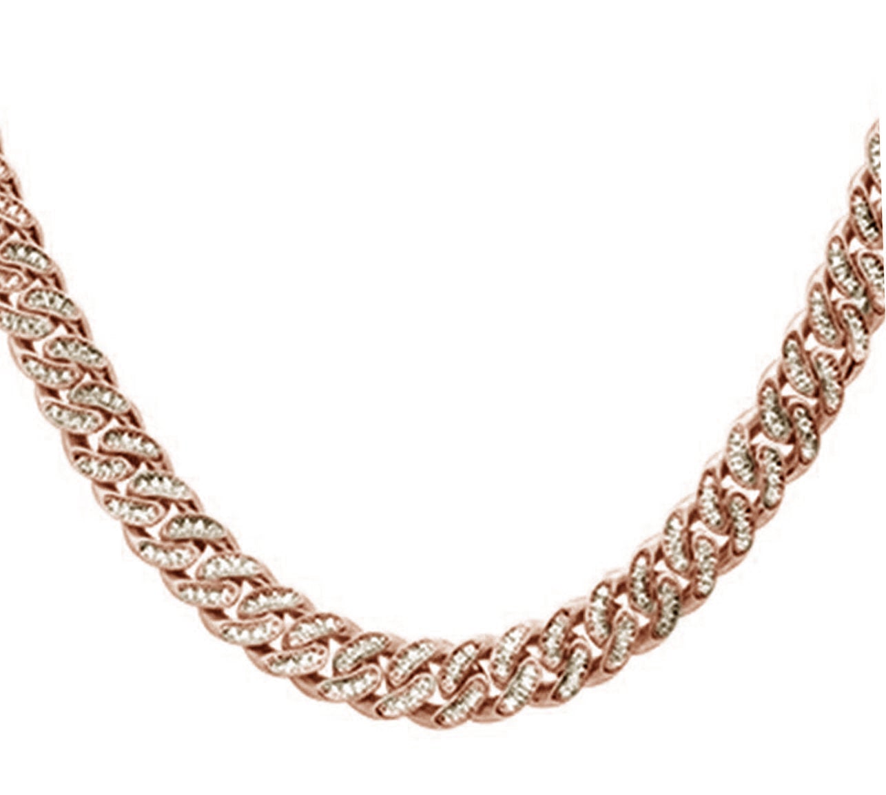 Muse Jewelry 4mm 2.19ct G SI 14k Rose Gold Diamond Round Cuban Necklace 22"