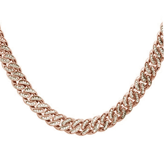 Muse Jewelry 4mm 2.19ct G SI 14k Rose Gold Diamond Round Cuban Necklace 22"