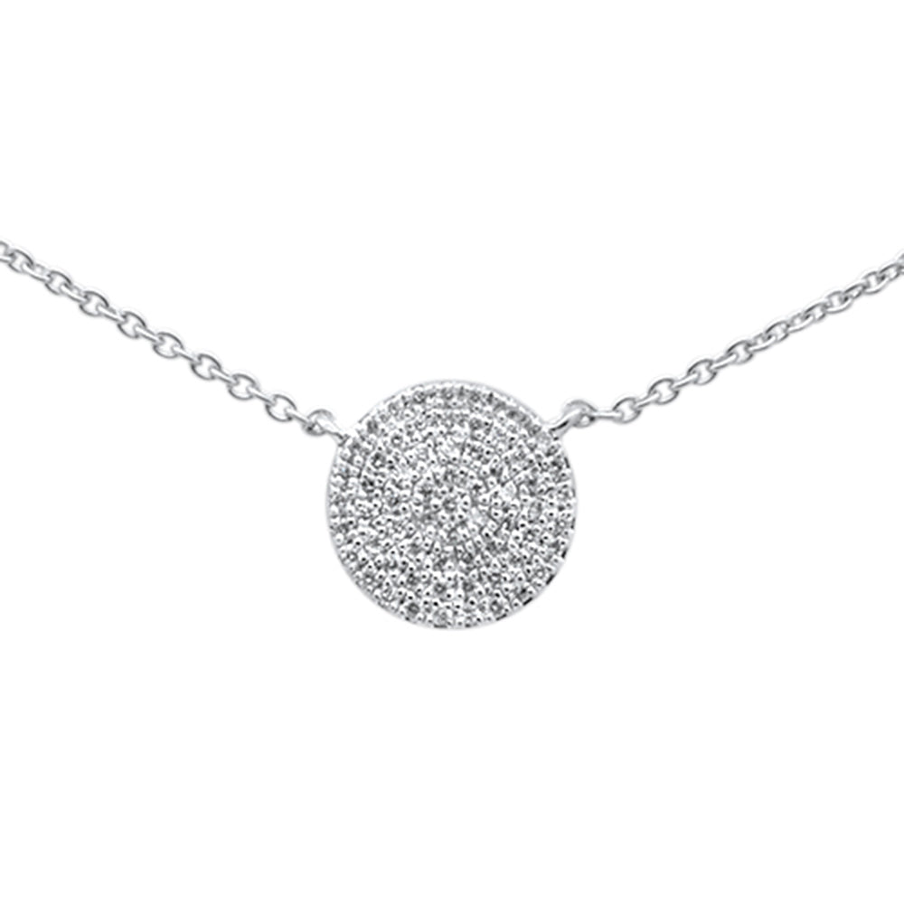 Muse Jewelry .13ct G SI 14K White Gold Fine Diamond Disc Trendy Necklace 18" Long