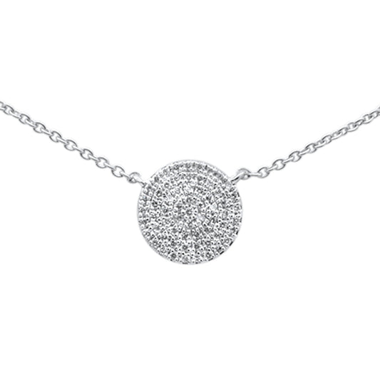 Muse Jewelry .13ct G SI 14K White Gold Fine Diamond Disc Trendy Necklace 18" Long