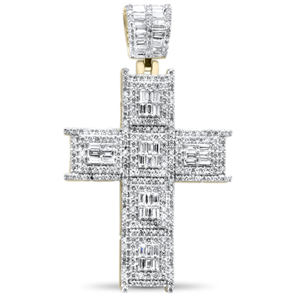 Muse Jewelry 2.09ct G SI 10K Yellow Gold Baguette Diamond Cross Pendant