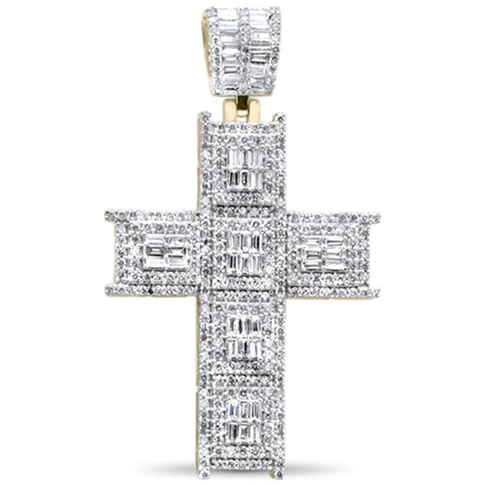 Muse Jewelry 2.09ct G SI 10K Yellow Gold Baguette Diamond Cross Pendant