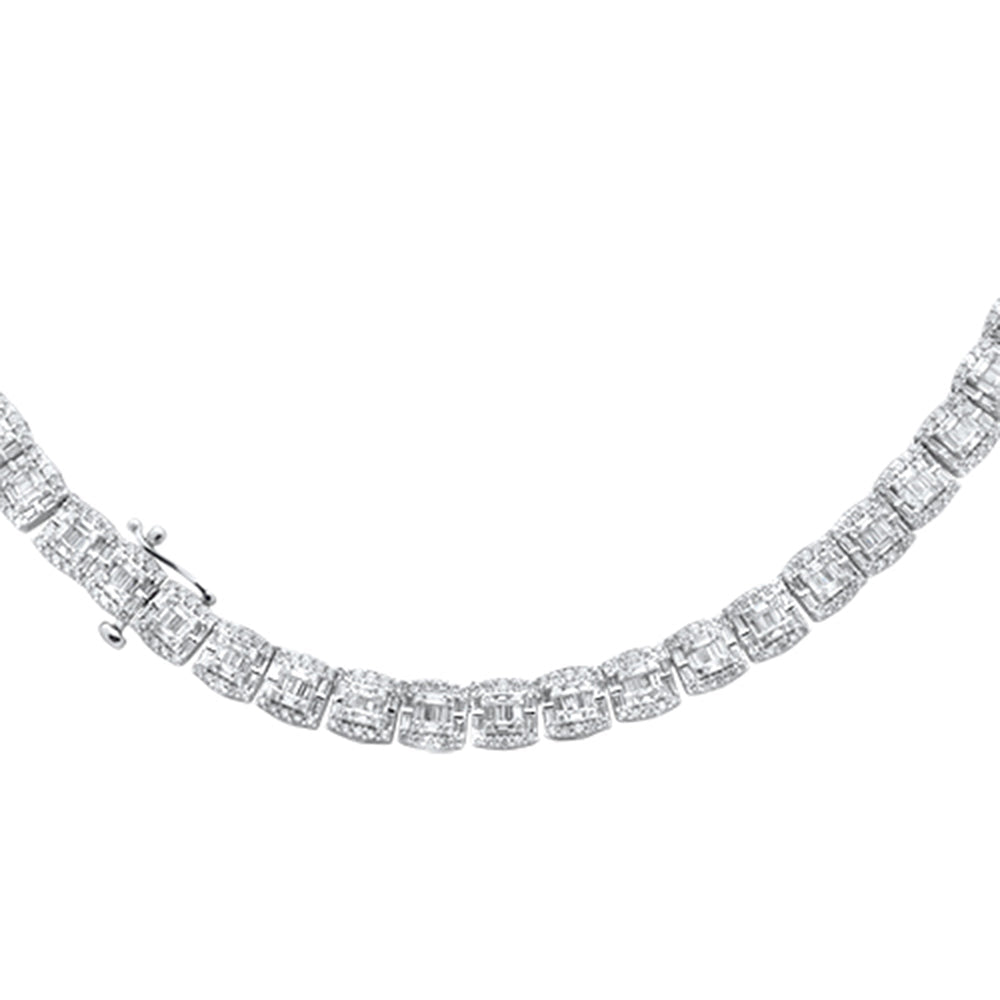 Muse Jewelry 7MM 13.59ct G SI 14K White Gold Baguette & Round Diamond Tennis Necklace 22"