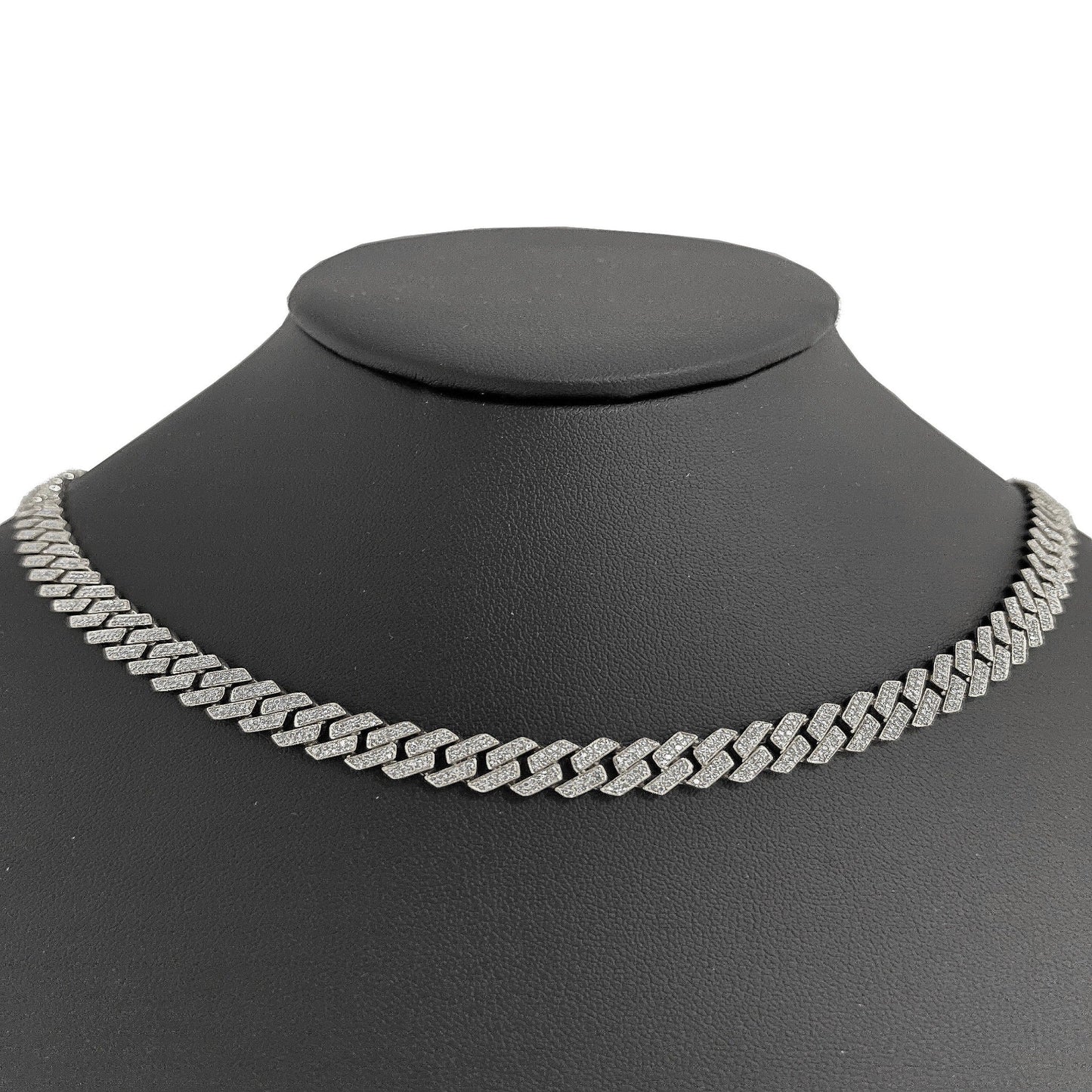 Muse Jewelry 7MM 4.95ct G SI 14K White Gold Diamond Square Cuban Necklace 22"