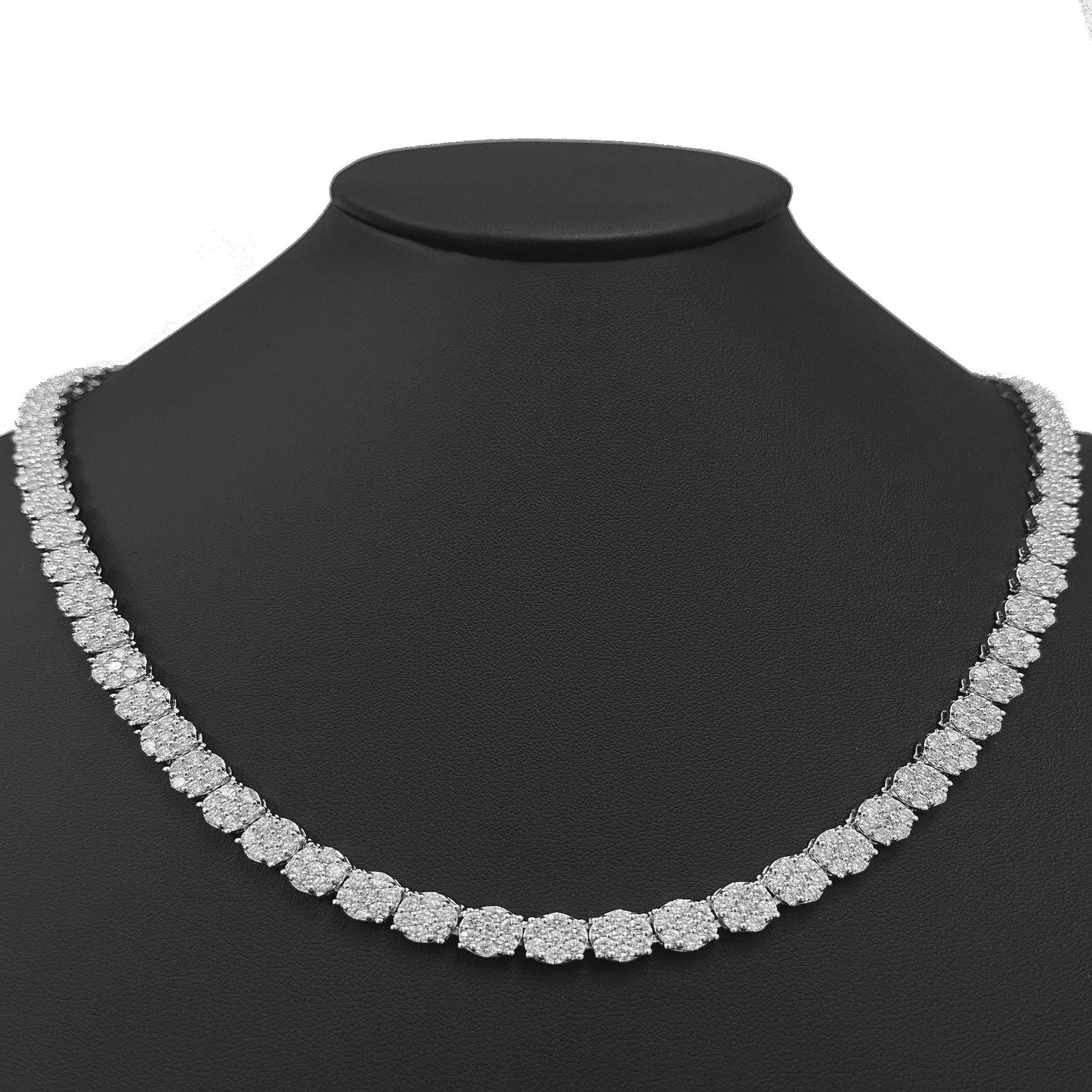 Muse Jewelry 7mm 23.98ct G SI 14KT White Gold Round Flower Diamond Necklace 22"