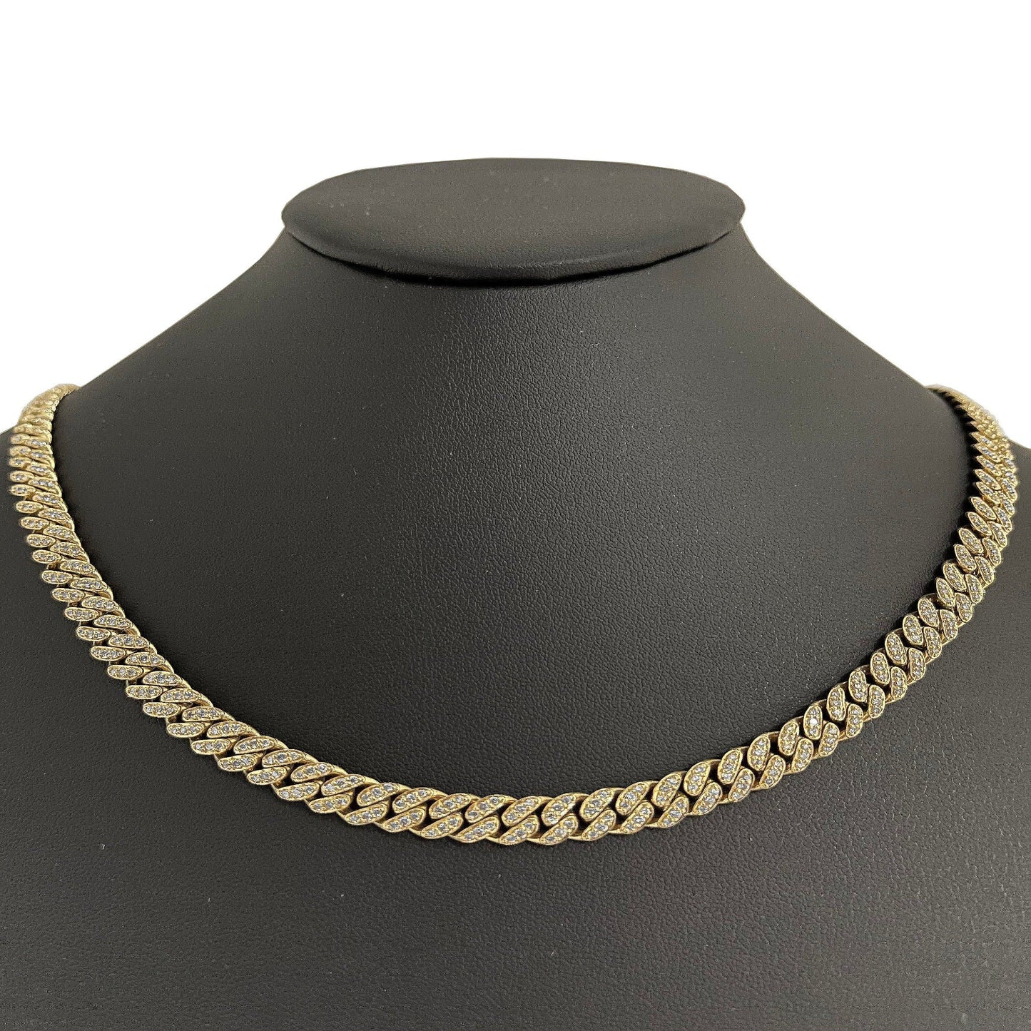 Muse Jewelry 7mm 6.55ct G SI 10K Yellow Gold Diamond Round Cuban Necklace 22"